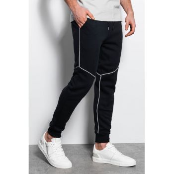 DIVERSE - Pantaloni sport din amestec de bumbac cu snur