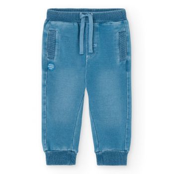 Pantaloni de denim sintetic cu snur