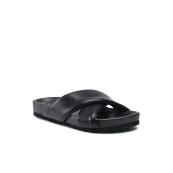 Papuci flip-flop dama - Piele ecologica - Negru