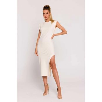 Rochie cu deschidere pentru picior - Crem -