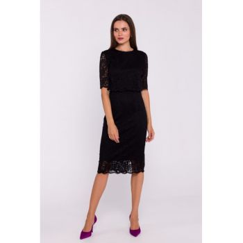 Rochie dantelata cu partea de sus dubla - Negru -