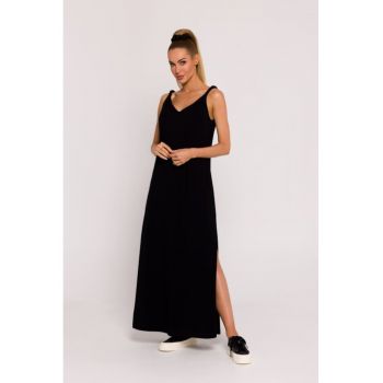 Rochie maxi cu decolteu adanc la spate - Negru -