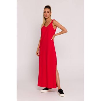 Rochie maxi cu decolteu adanc la spate - Rosu -