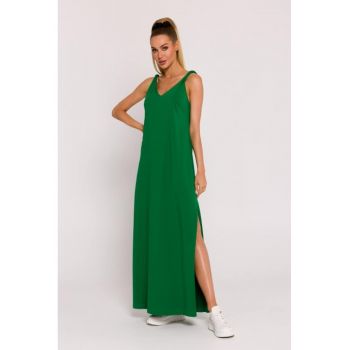 Rochie maxi cu decolteu adanc la spate - Verde -