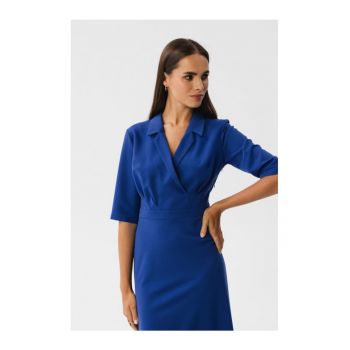 Rochie midi dama - Bohodawc - albastru de floarea de colt - XXL