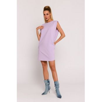 Rochie mini cu pernute la umeri - Violet -