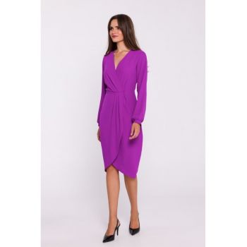 Rochie tip furou cu pliuri pe fata - Albastru lavanda -