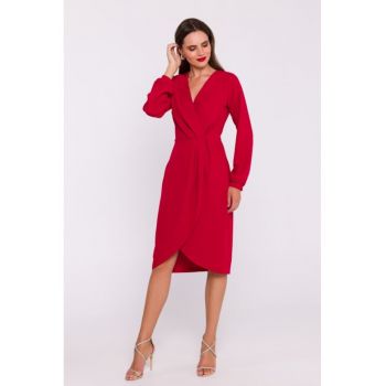 Rochie tip furou cu pliuri pe fata - Rosu -