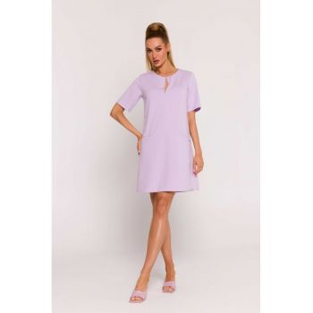 Rochie trapez cu buzunare - Violet -