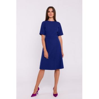 Rochie trapez cu pliuri - Albastru -