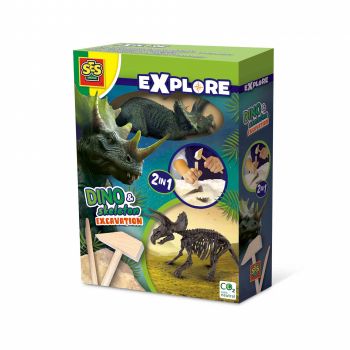 Set creativ Dino si excavarea scheletului 2 in 1 - Triceratops