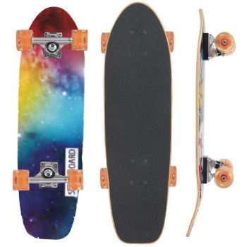 Skateboard cu platforma antiderapanta si roti luminoase LED 71x20 cm multicolor