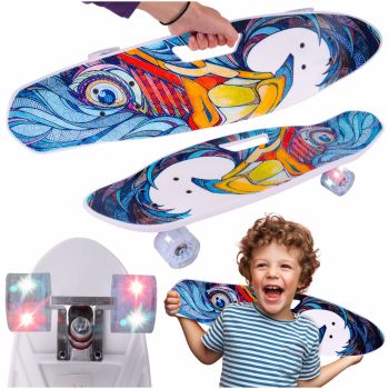 Skateboard pentru copii cu roti LED luminoase si maner