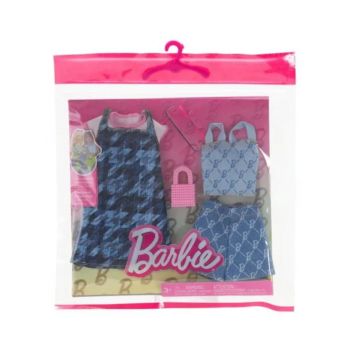 Barbie Fashion 2-pack Blue Denim Dress, Top, And Shorts, Pink Sunglasses And Purse (hrh45)