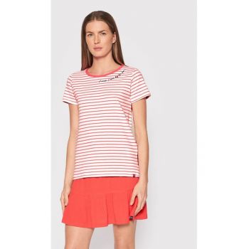 Tricou dama - 51165 - Bumbac - Roz/Alb