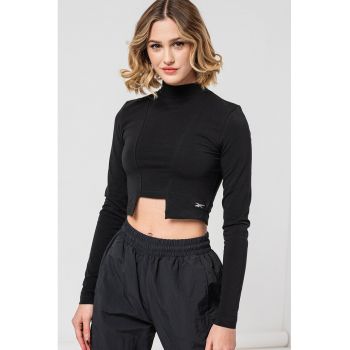 Bluza crop din amestec de bumbac pentru fitness