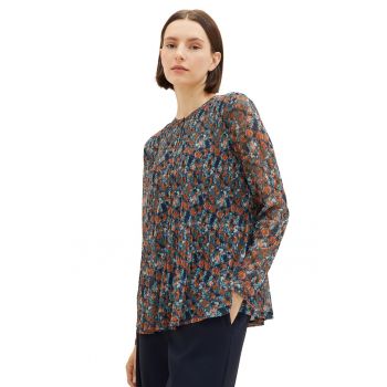 Bluza cu pliuri si model floral