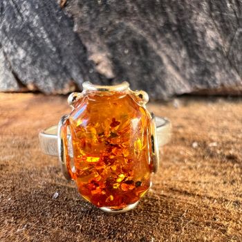 Inel argint cu chihlimbar Amber7