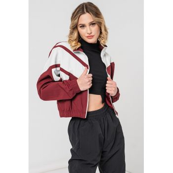 Jacheta crop de trening cu model colorblock