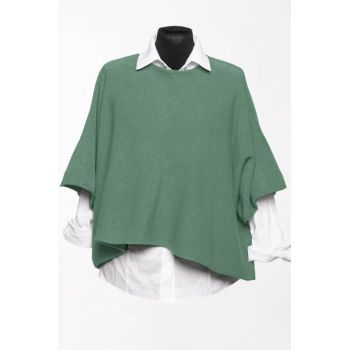 Pulover versatil cu maneca fluture din vascoza, verde prafuit