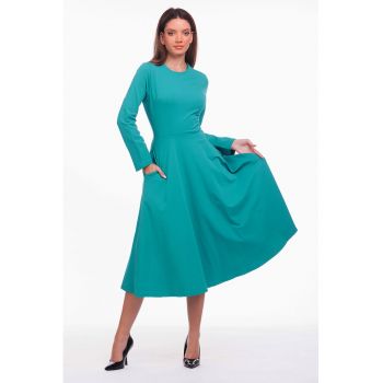 Rochie midi evazata cu buzunare