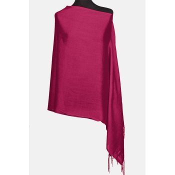 Esarfa fucsia inchis din cashmere subtire dreptunghiulara