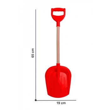 Lopata pentru copii TechnoK cu coada din lemn 65 cm rosu