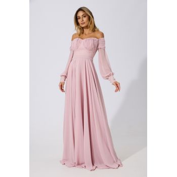 Rochie de ocazie din voal cu bust incretit Sensitive Rose