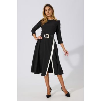 Rochie eleganta midi in clos Henley Neagra