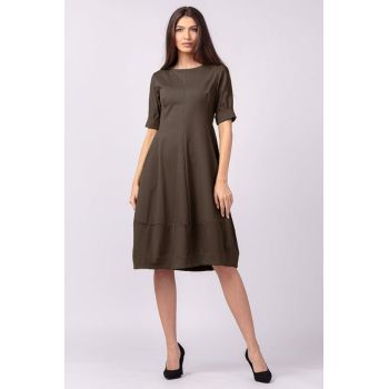 Rochie lalea cambrata din vascoza elastica, maron