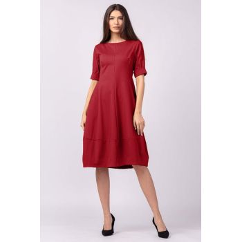 Rochie lalea cambrata din vascoza elastica, rosie