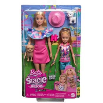 Set Barbie & Stacie & 2 Pet Dogs & Accessories (hrm09)