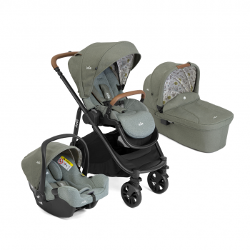 Carucior pentru copii multifunctional 3 in 1 Joie Versatrax E Dark Green (Carucior Versatrax E + Landou Ramble + scoica i-Snug)