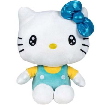 Jucarie din plus Hello Kitty cu salopeta vernil, Editie aniversara, 22 cm