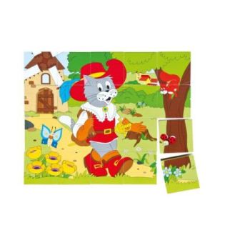 Puzzle din lemn cuburi - Basme 4 x 5