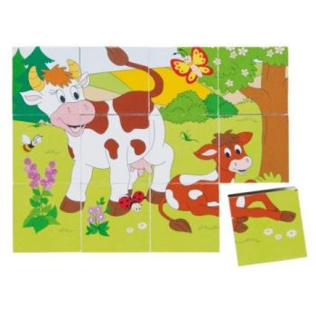 Puzzle din lemn cuburi - Ferma 3 x 4