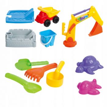 Set cutie de nisip cu camion excavator si accesorii