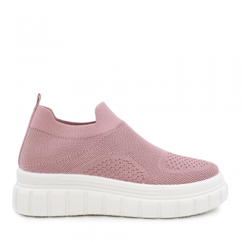 Sneakers slip on femei Solo Donna roz din material knitted 2545DPS0192RO