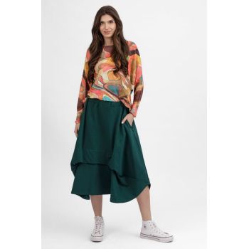 Bluza cu maneca lunga fluture si imprimeu abstract multicolor