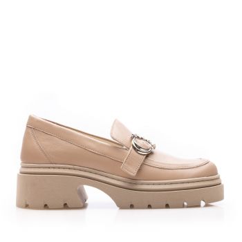 Pantofi casual damă din piele naturală,Leofex - Mostră Miha Taupe Box