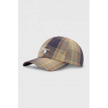 Barbour șapcă de baseball din bumbac Tartan Sports Cap culoarea verde, modelator, MHA0617