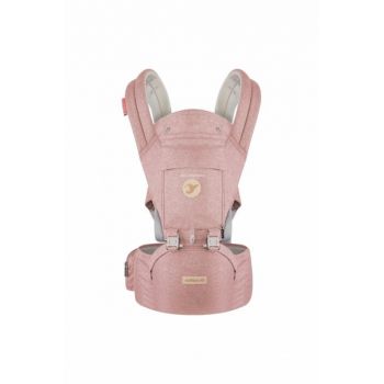 Marsupiu ergonomic 6 in 1 Colibro Honey cu scaun detasabil, Curelele late si confortabile,  Baza ergonomica rigida, Curele late si ajustabile, Sweet pink