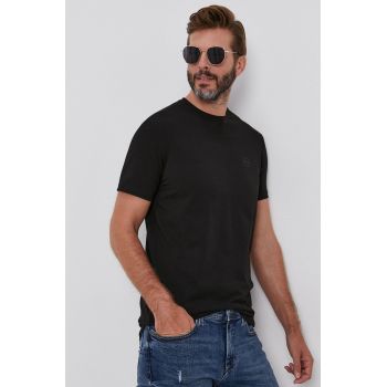 Armani Exchange Tricou din bumbac culoarea negru, material neted