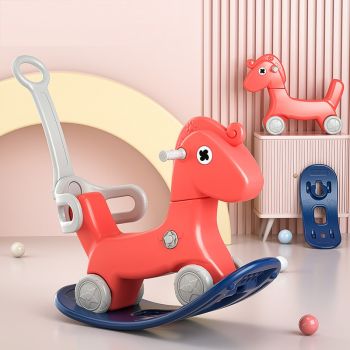 Balansoar 3 in 1 cu maner parental Nichiduta Rocking Horse Red