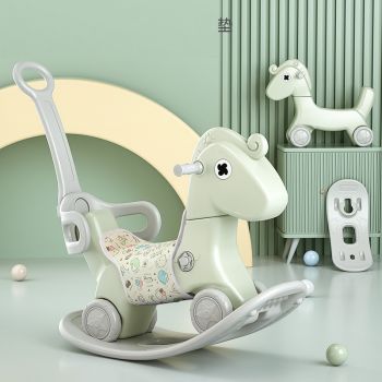 Balansoar 3 in 1 cu maner parental si pernuta Nichiduta Rocking Horse Green