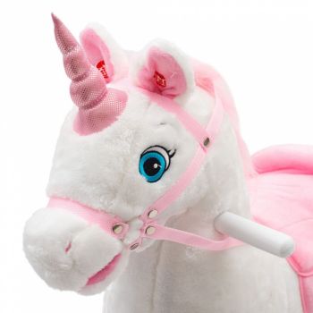 Balansoar din plus cu baza din lemn si sunete White Unicorn