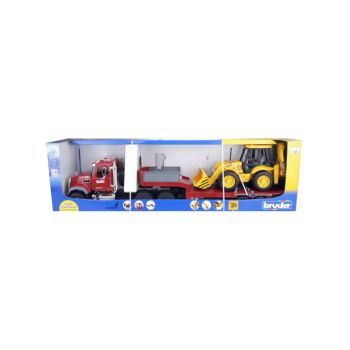 Bruder Brother Mack Granite Truck With Low-loader And Jcb 4cx Backhoe Loader (02813)