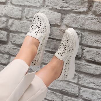 Pantofi dama casual Bej din Piele Ecologica Acona