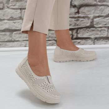 Pantofi dama casual Bej din Piele Ecologica Molica