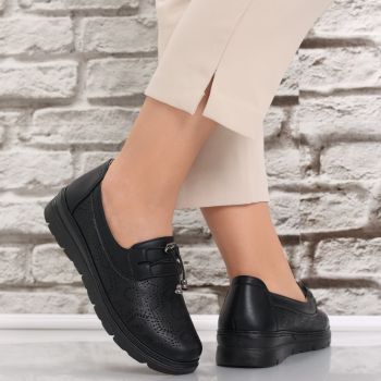 Pantofi dama casual Negri din Piele Ecologica Asnes